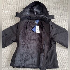 NWT Moerdeng Women’s XXL Waterproof Ski/Snowboard Hooded Winter Coat Black